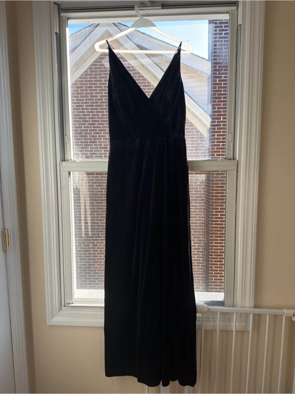 Elegant Black Velvet V-Neck Maxi Dress